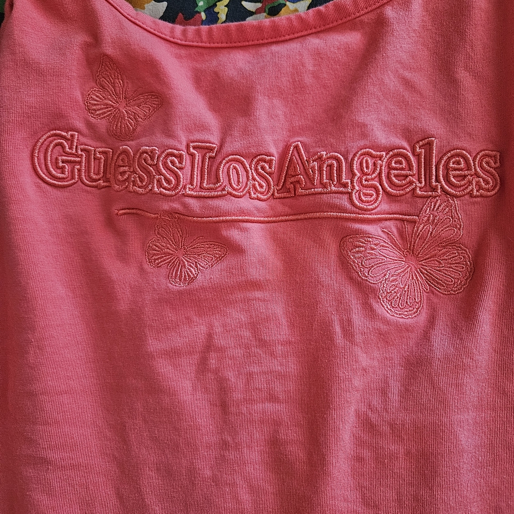 Pink Guess Embroidered Y2K Tank Top - Picture 2 of 3